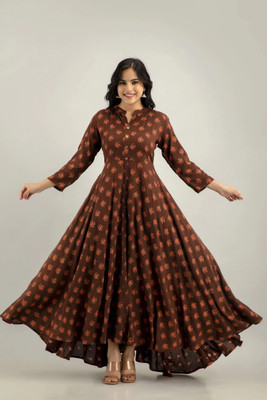 ftDiva Anarkali Gown(Brown)