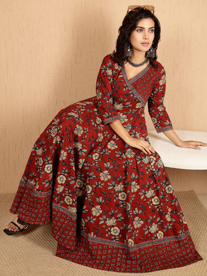 Gulmohar Jaipur Flared/A-line Gown(Maroon)