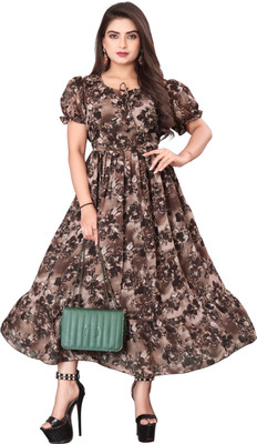 SILAAY Flared/A-line Gown(Brown)