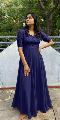 Jay Gopal Tex Flared/A-line Gown(Blue)
