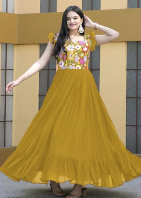 Aksharam Anarkali Gown(Yellow)