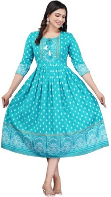 Madhurima Collection Straight Gown(Blue)