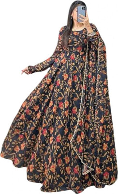 VIMURA FASHION Anarkali Gown(Black)