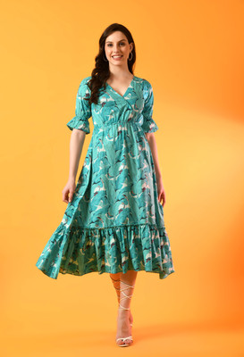 Annsh Apparel Flared/A-line Gown(Green)