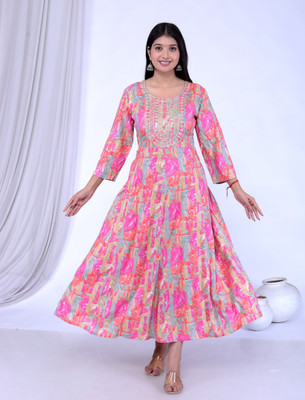 KESHAV FAB Anarkali Gown(Pink)
