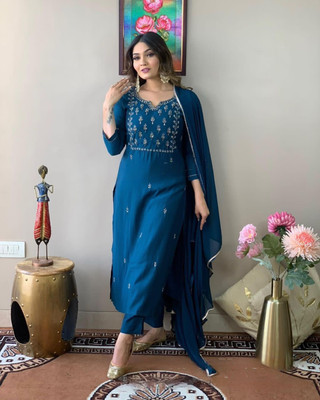 RK Creation Embroidered Kurta, Salwar & Dupatta Set