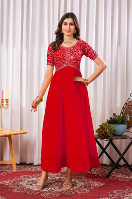 AMAR FORMATION Flared/A-line Gown(Red)