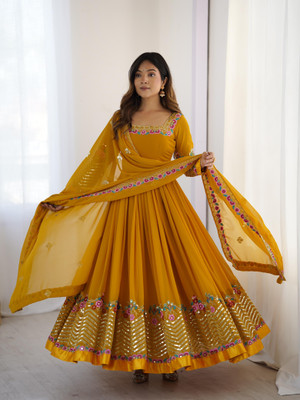CHAMUNDAART Anarkali Gown(Yellow)