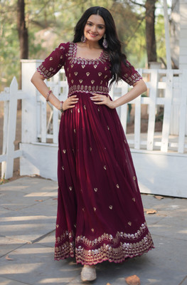 Wedani Lifestyle Flared/A-line Gown(Purple)
