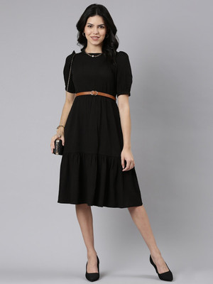 Femvy Flared/A-line Gown(Black)