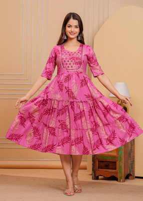 PRAVIK Flared/A-line Gown(Pink)