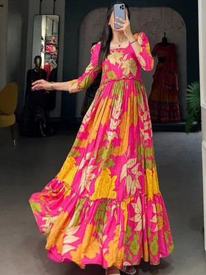 Forester Flannels Flared/A-line Gown(Pink)