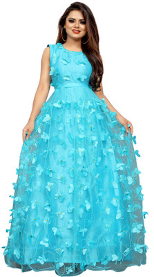 A To Z Cart Anarkali Gown(Light Blue)