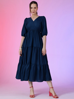 Vastani Enterprise Flared/A-line Gown(Blue)