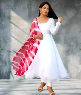MR.jijaji collection Anarkali Gown(White)