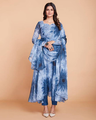 fentik.com Flared/A-line Gown(Light Blue, Dark Blue)