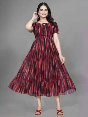 Janardan Straight Gown(Maroon)