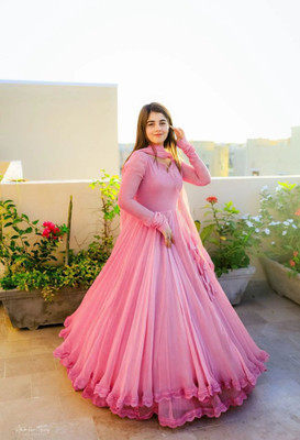pramukh creation Flared/A-line Gown(Pink)