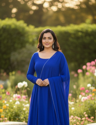 DivaFashionWear Flared/A-line Gown(Blue)