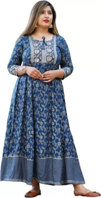MEENU CREATION Anarkali Gown(Blue)