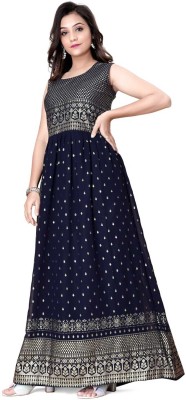 RUDRANI FASHION Flared/A-line Gown(Blue)