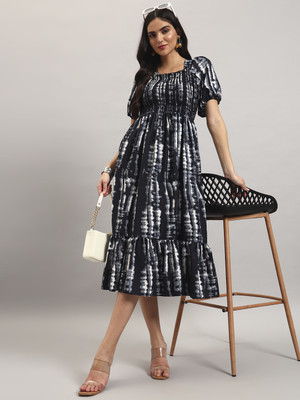 Jash Creation Women Fit and Flare Black Ankle Length Dress