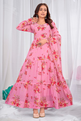 Gargi Impex Flared/A-line Gown(Pink)
