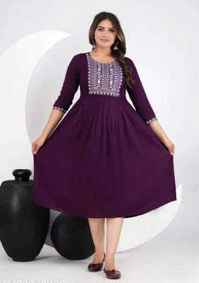 SHREE SHYAM TEXTILE Women Solid Anarkali Kurta(Purple)