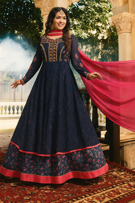 deepikeshavi Anarkali Gown(Dark Blue)