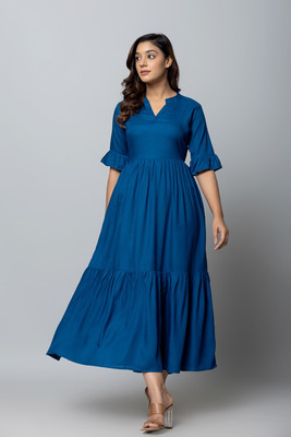VIHAAN IMPEX Flared/A-line Gown(Pink)