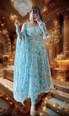KRISHIVA EXPORT Anarkali Gown(Blue)