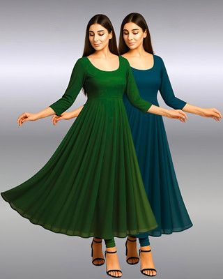 MANAYFAB Anarkali Gown(Multicolor)