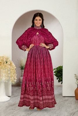 Odd by chansi Trendz Flared/A-line Gown(Pink)