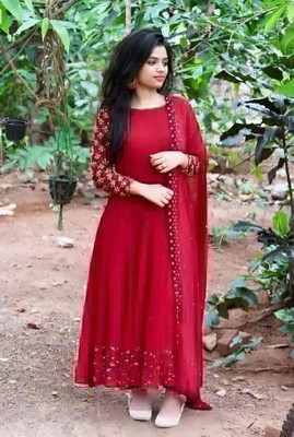FADIFY FASHION Flared/A-line Gown(Red)