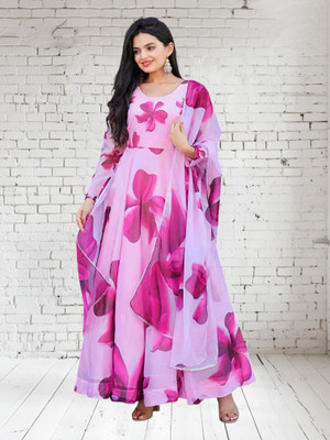aasha Fashion Anarkali Gown(Pink)