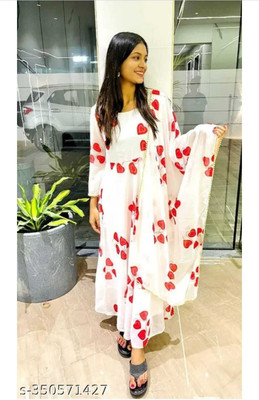 RDKURTI Flared/A-line Gown(White)