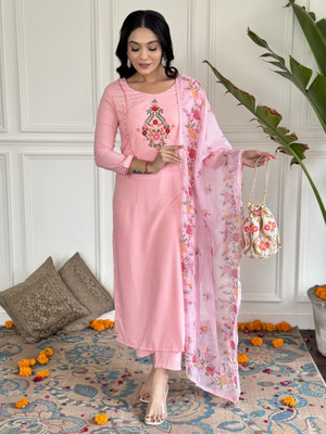 FancyFits Embroidered Kurta, Salwar & Dupatta Set