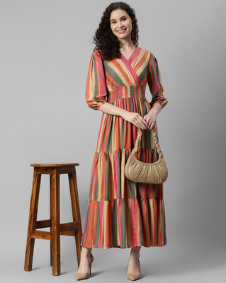 Femvy Women Printed Flared Kurta(Multicolor)