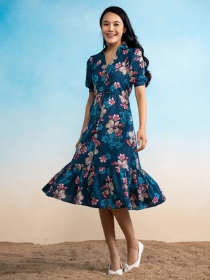 Raiyani Fashion Women Printed Anarkali Kurta(Blue)