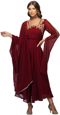 Koteshwar Flared/A-line Gown(Maroon)