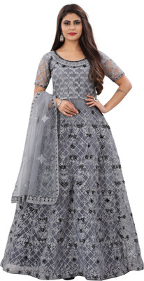 LADY SHOPI Anarkali Gown(Grey)