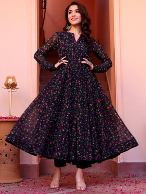BLACK SCISSOR Flared/A-line Gown(Black)