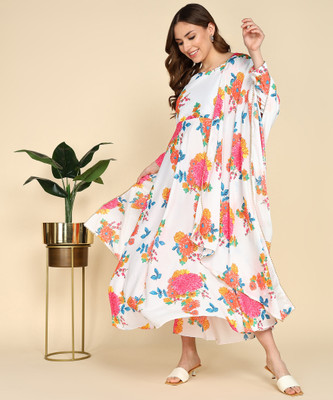 Jash Creation Women Fit and Flare White Maxi/Full Length Dress