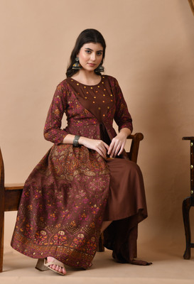 ftDiva Anarkali Gown(Brown)