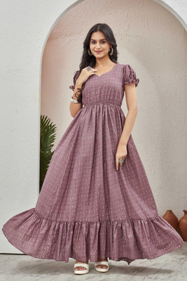 EVAROO Flared/A-line Gown(Brown)