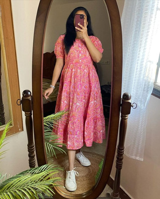 shalimar textiles Flared/A-line Gown(Pink)