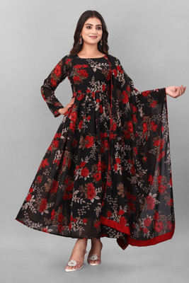 ALISHA FASHION Anarkali Gown(Black)