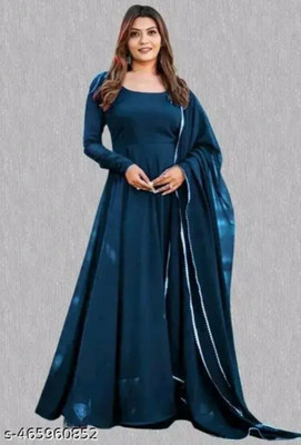 MAA CREATION Anarkali Gown(Green)