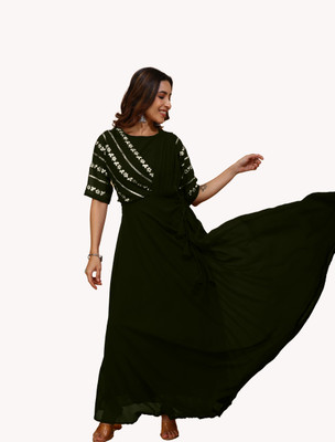 SANCIA Flared/A-line Gown(Dark Green)