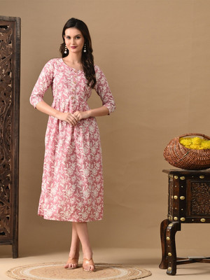 Chanadar Textile Flared/A-line Gown(Pink)